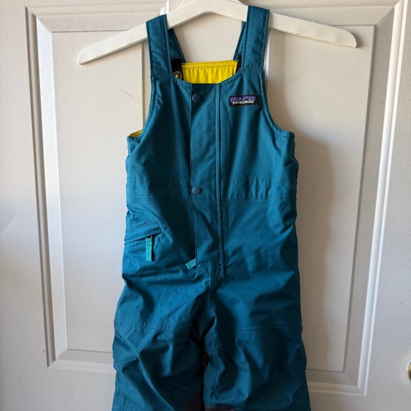 Patagonia Toddler 2T Snow pile Snow Bibs Teal/Yellow - Picture 1 of 7